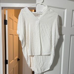 Elegant White Striped Women's Blouse